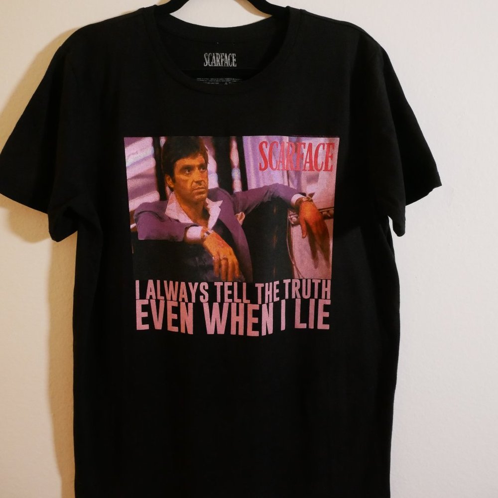 SCARFACE TONY MONTANA "WHEN I LIE" OFFICIALLY LICENSED LARGE BLACK T SHIRT